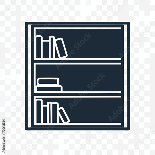 Simple Bookshelf Icon Library Books Reading Education Knowledge Flat Design Vector Illustration