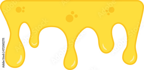 Flat colored icon of melted cheese slice with drips and holes. Perfect for pizza, burger, fast food, snack, and dairy product designs