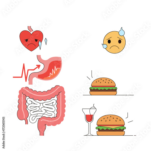 Digestive System Health Issues and Unhealthy Food Choices.