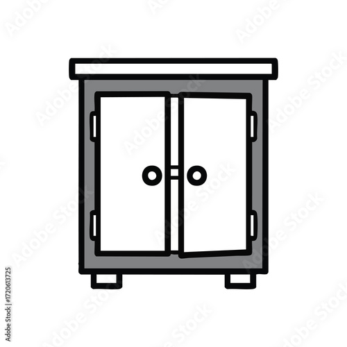 Simple Two Door Cabinet Illustration Minimalist Furniture Icon