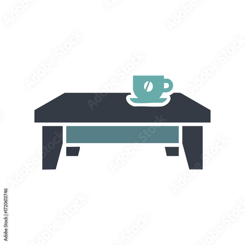 Coffee Cup on Table Icon Minimalist Flat Design Graphic