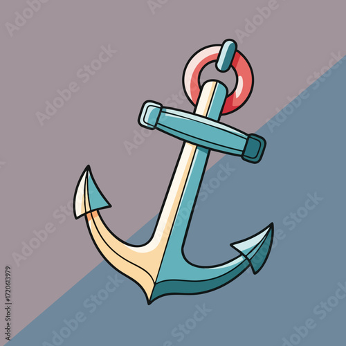 Cute Cartoon Anchor Illustration Nautical Icon Sea Symbol Marine Design Element