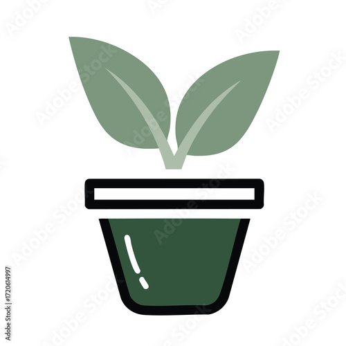 New Life Sprout in Pot Growth Nature and Spring Icon