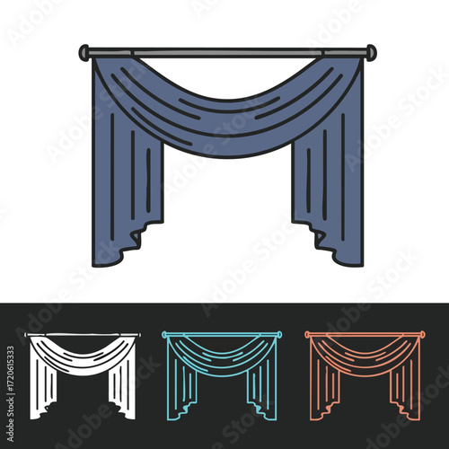 Elegant Curtain Design Illustration Simple Drape Various Colors