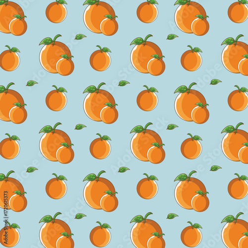 Seamless Pattern Cartoon Orange Illustration Citrus Fresh Fruit Background