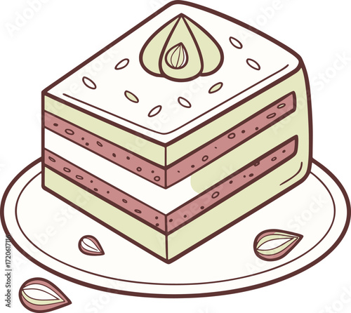 Flat vector icon of Tunisian makrout pastry with sesame seeds, geometric form and minimal shading, perfect for bakery and dessert design projects.