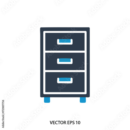 File Cabinet Icon Simple Vector Illustration