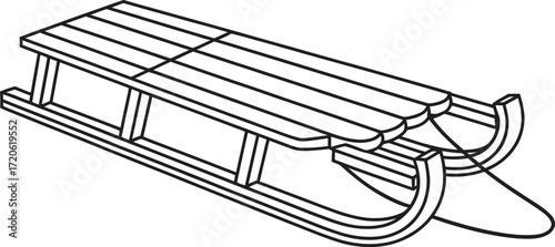 Classic wooden sled illustration on a white background