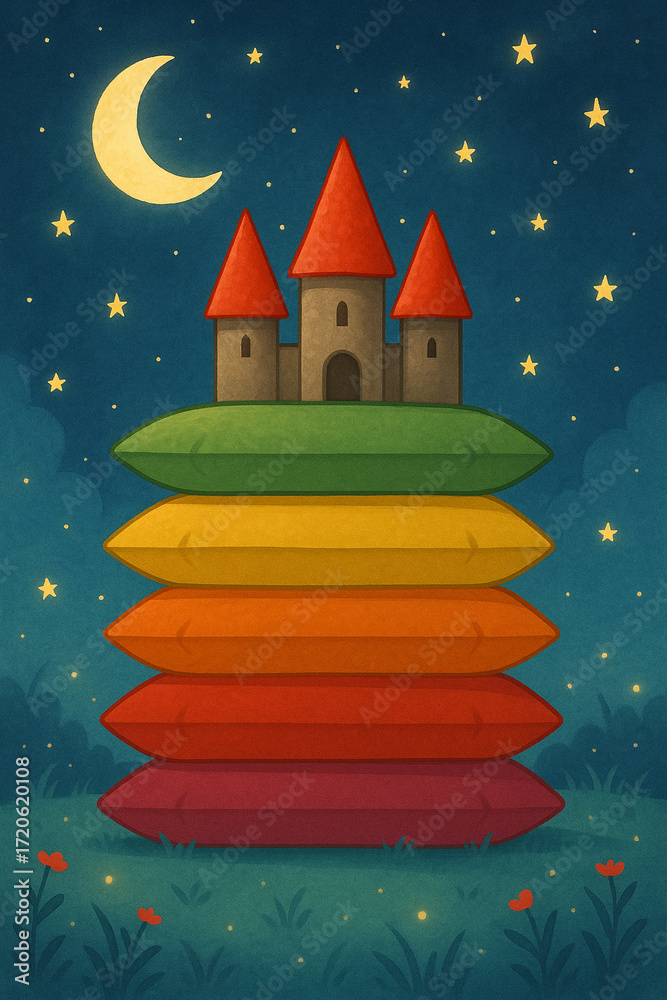 Fototapeta premium Dream Castle on Pillows Under a Starry Sky