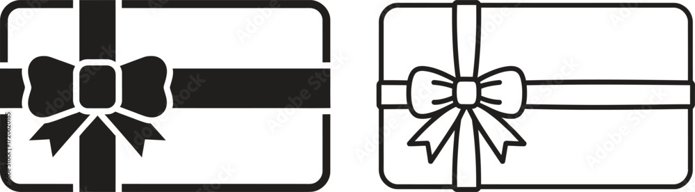 Fototapeta premium Two gift card icons with ribbons and bows