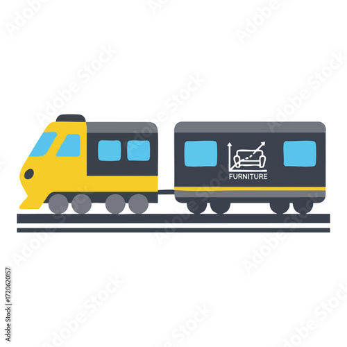 Modern Furniture Delivery Train Business Concept Transportation Logistics