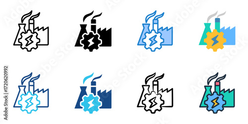 Power plant icon set multiple style collection 
