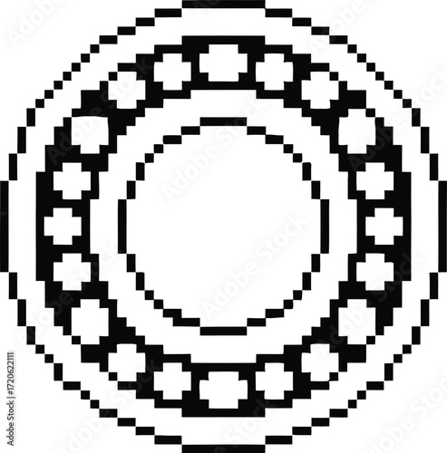 Close up illustration of a ball bearing with inner and outer rings