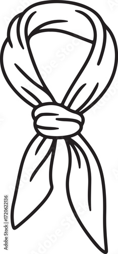 Simple hand drawn illustration of a knotted scarf
