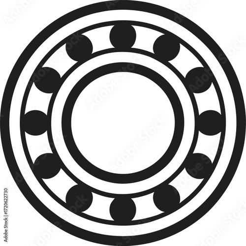 Simple black and white illustration of a ball bearing