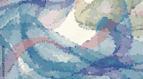Abstract mosaic of blues purples and greens geometric