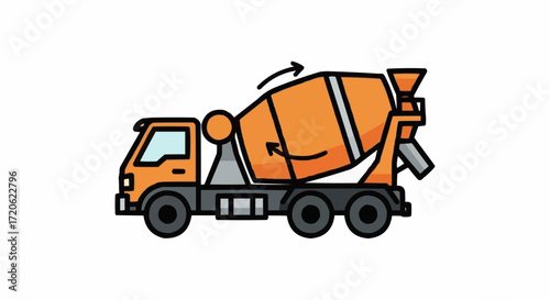 Cartoon Concrete Mixer Truck Illustration for Construction and Transportation