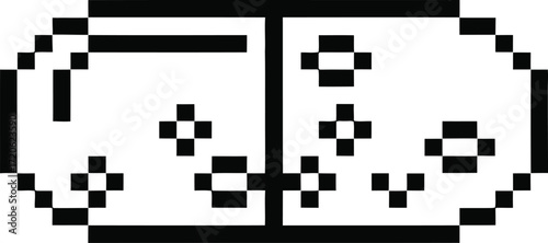 Pixel art illustration of a capsule pill with a split down the middle