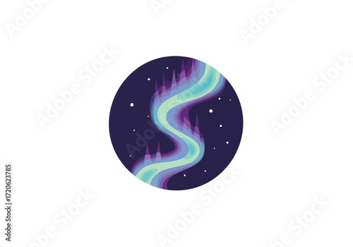 Aurora Borealis Illustration Abstract Northern Lights Design