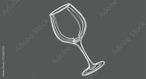 Elegant Wine Glass Line Drawing Minimalist Vector Illustration