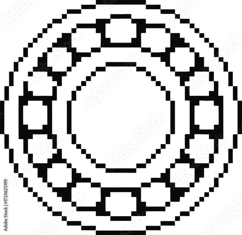 Detailed line art illustration of a ball bearing component