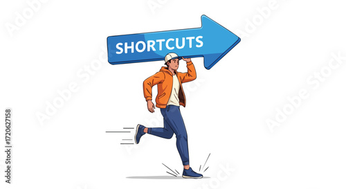 Running Towards Success Shortcuts Concept Illustration