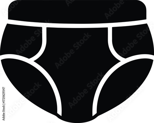 Baby Diaper Silhouette Vector Art Illustration