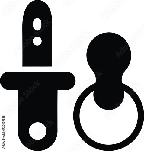 Baby Pacifier Thermometer Silhouette Vector Art Illustration