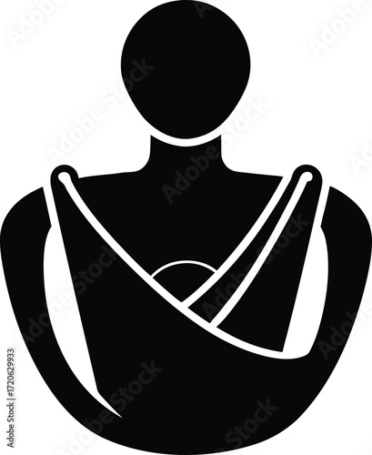 Baby Sling Silhouette Vector Art Illustration