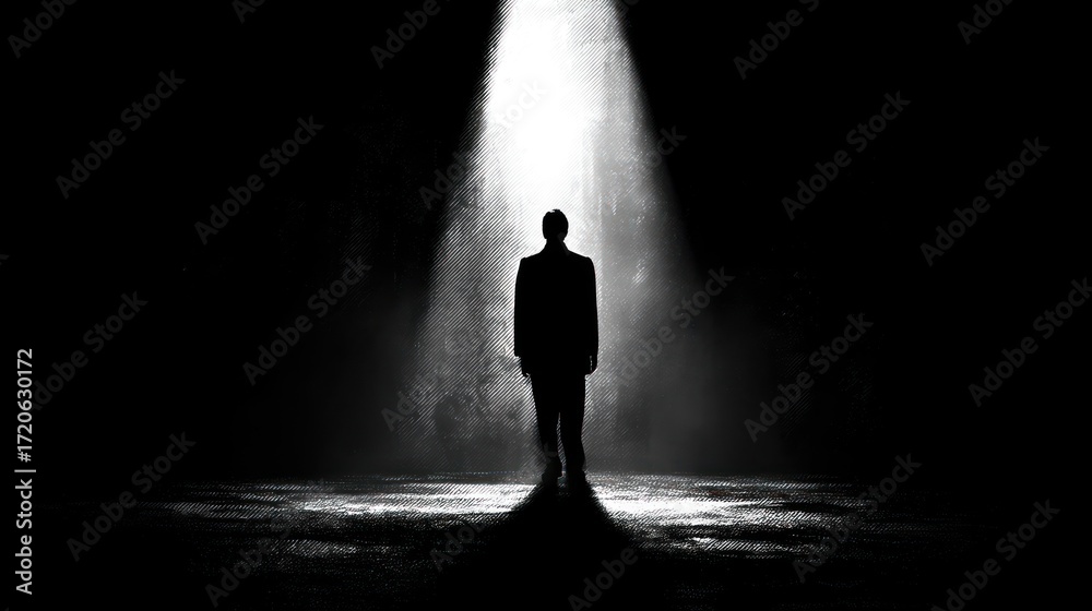 Obraz premium Spotlight on person silhouette