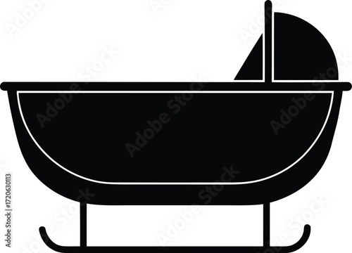 Bassinet Silhouette Vector Art Illustration