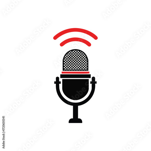 Podcast Microphone Icon Wireless Streaming Radio Broadcasting Audio Symbol