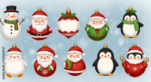 set of christmas elements