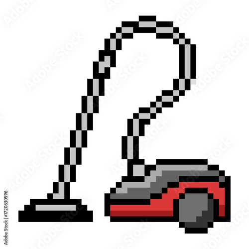 Pixel vacuum cleaner vector. Perfect for home, cleaning, and appliance themes. A modern, digital icon that merges a classic tool with a pixelated, technology-inspired look