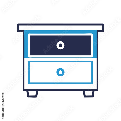 Two Drawer Nightstand Icon Minimalist Bedroom Furniture Vector Illustration