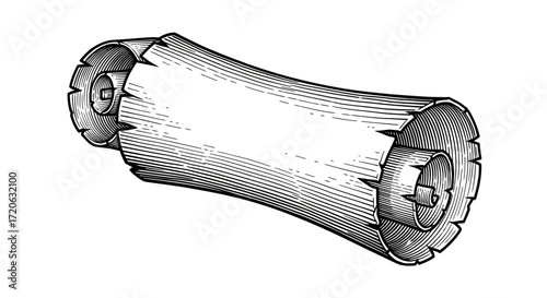 Monochrome drawing of a rolled parchment scroll for messages and declarations