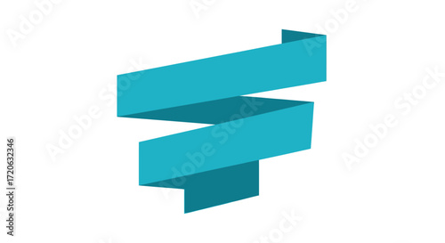 Stylish cyan ribbon banner with dynamic folds and crisp edges ideal for graphic design
