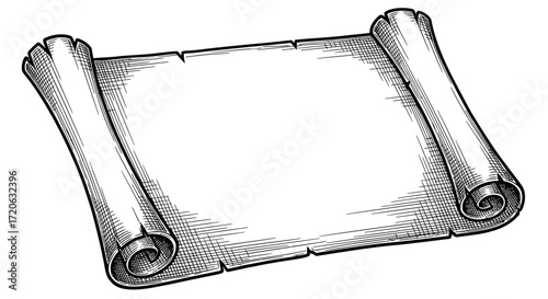 Vintage parchment scroll illustration with hand-drawn style offers versatile design options
