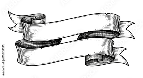 Detailed vintage scroll banner vector illustration perfect for graphic design projects