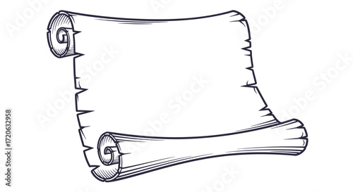 Vintage style scroll drawing offering a blank canvas for your messages and designs