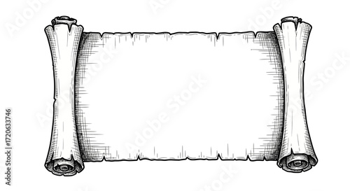 Vintage Scroll Illustration: A Blank Parchment for Medieval and Fantasy Designs