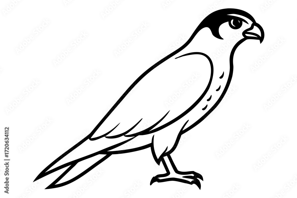 Fototapeta premium line art Falcon hunting silhouette vector isolated on white background