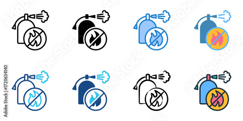 Fire safety icon set multiple style collection 
