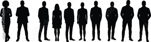 Business people silhouette, office team vector, group of professionals illustration, teamwork concept, corporate staff design, modern workplace, employee workforce graphic