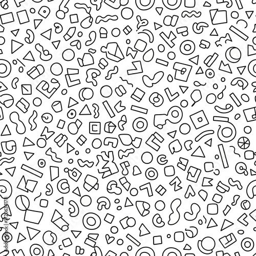 Monochrome Geometric Pattern Featuring Hand-Drawn Shapes with playful and dynamic feel showcasing