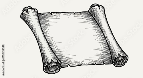 Detailed vintage parchment scroll illustration perfect for historical and fantasy themed designs