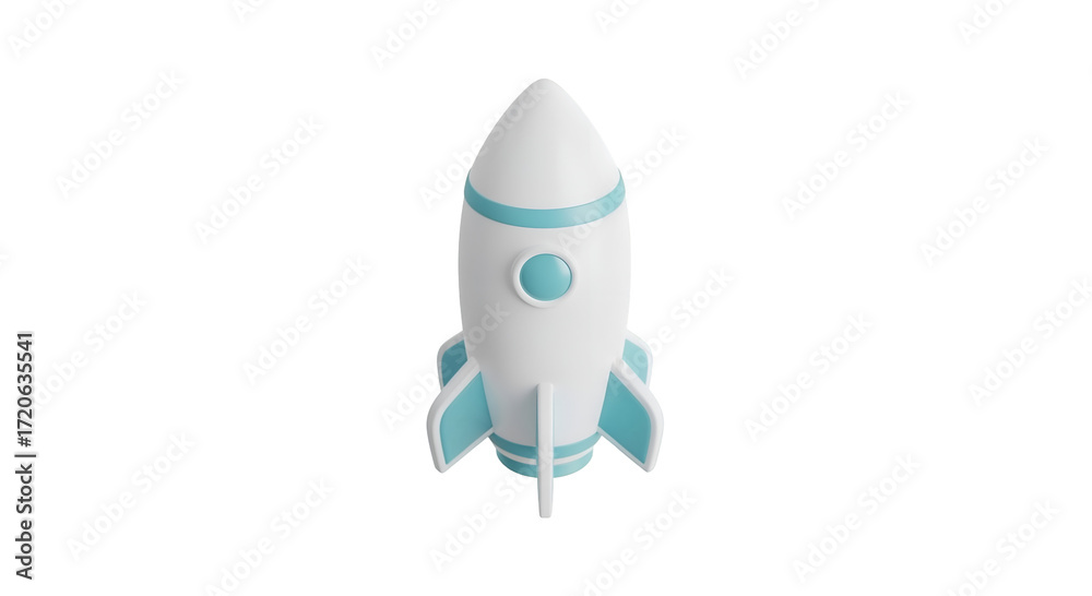Obraz premium White and Blue Rocket Model on Transparent Background for Space Exploration and Technology Concepts