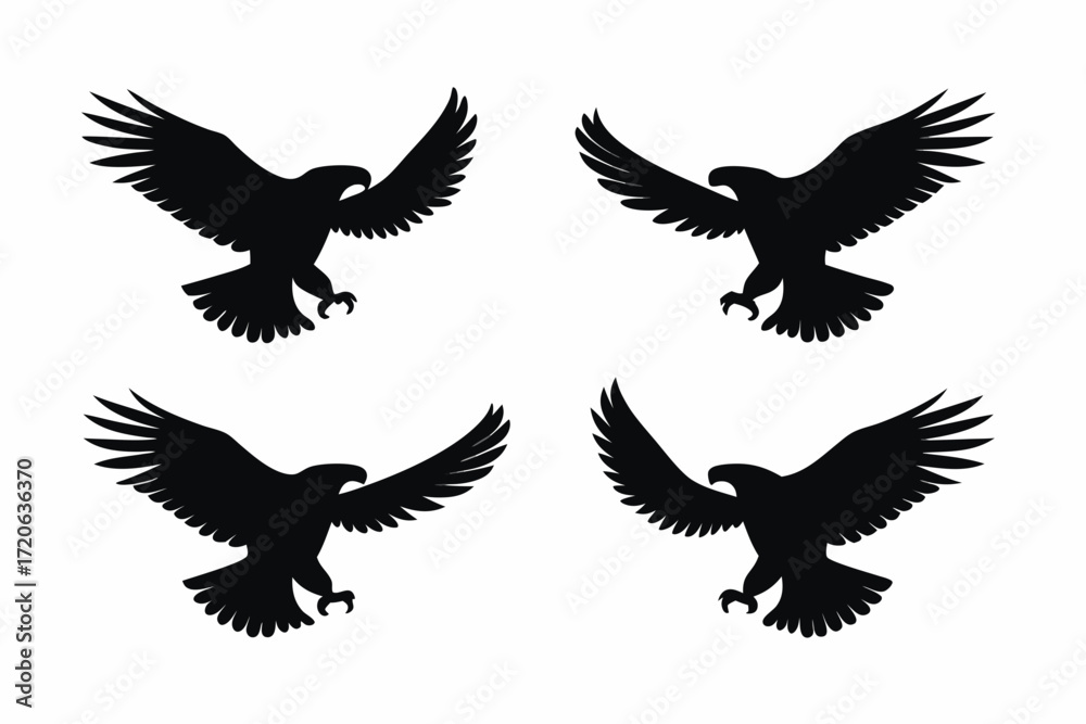 Obraz premium set of Eagle landing silhouette illustration