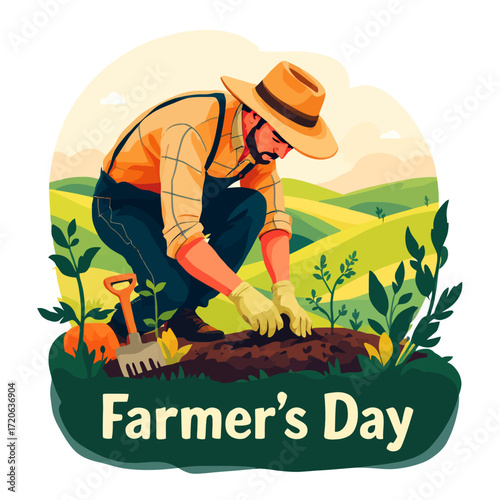 Celebrating Farmers A Vibrant Illustration for Farmer's Day, Honoring Agriculture and Cultivation