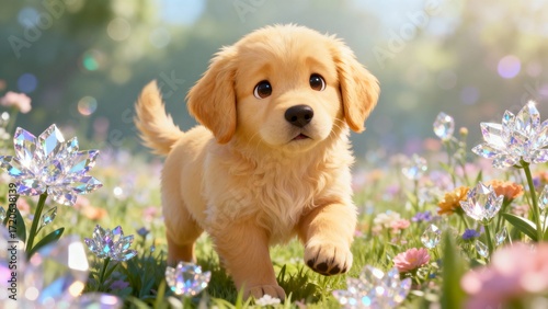 A Playful Retriever in a Garden of Light